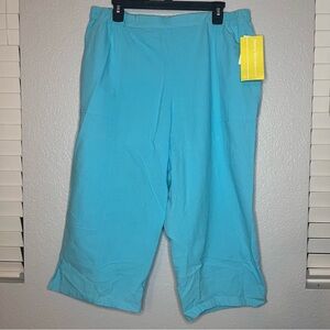 NEW Cathy Daniels Woman Size 1x Island Life Turquoise PullOn Capri Elastic Waist